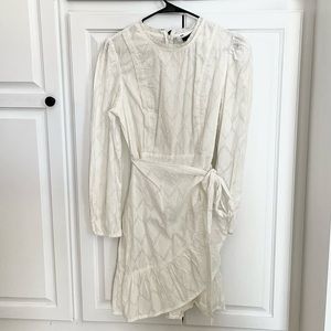 White J Crew Long Sleeve Puff Sleeves wrap dress